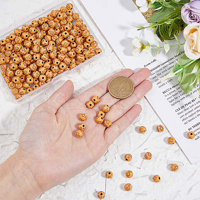 600Pcs Imitation Wood Acrylic Beads SACR-DC0001-10-1