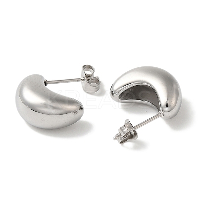 304 Stainless Steel Moon Stud Earrings for Wome EJEW-S237-01A-1