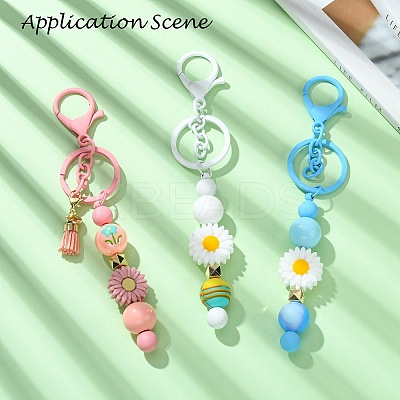 Spray Painted Alloy Bar Beadable Keychain for Jewelry Making DIY Crafts KEYC-A011-02K-1