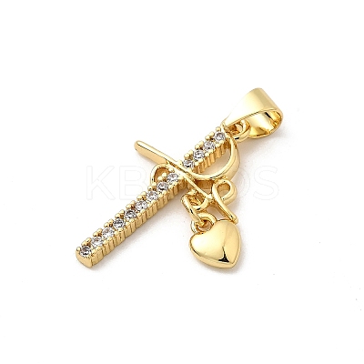 Brass Micro Pave Cubic Zirconia Pendants KK-I359-11G-1