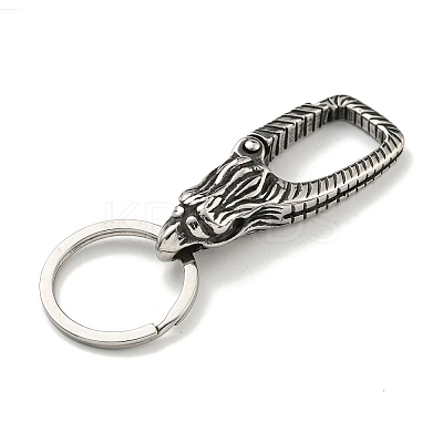 Tibetan Style 316 Surgical Stainless Steel Fittings with 304 Stainless Steel Key Ring FIND-Q101-06AS-02-1