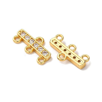 Rack Plating Brass Micro Pave Clear Cubic Zirconia Rectangle Chandelier Component Links KKB-L215-037G-1