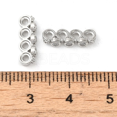 Rack Plating Brass Pave Clear Cubic Zirconia Spacer Bars KK-B088-11C-P-1