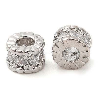 Rack Plating Brass Micro Pave Cubic Zirconia Beads KK-A186-03A-P-1
