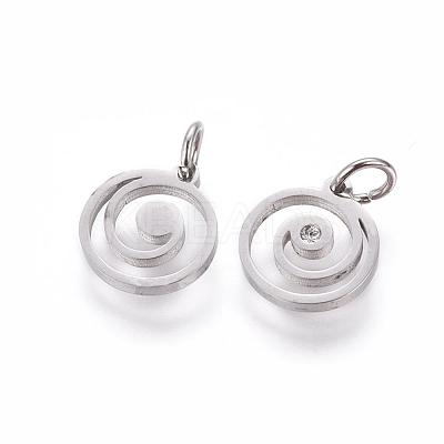 Eco-Friendly 316 Surgical Stainless Steel Micro Pave Cubic Zirconia Charms RB-I078-73P-NR-1