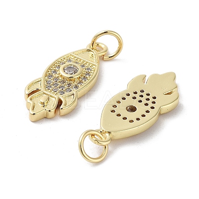 Rack Plating Rocket Brass Micro Pave Cubic Zirconia Pendants KK-E102-17G-1