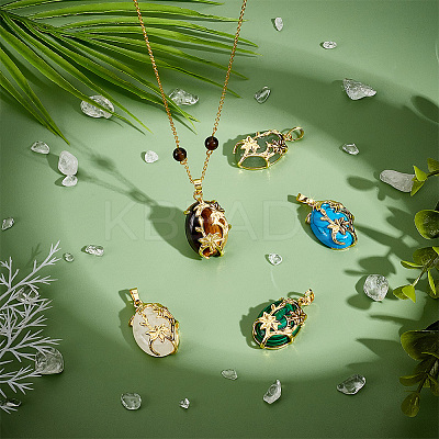 5Pcs 5 Styles Natural & Synthetic Mixed Gemstone Pendants G-PH0036-01-1