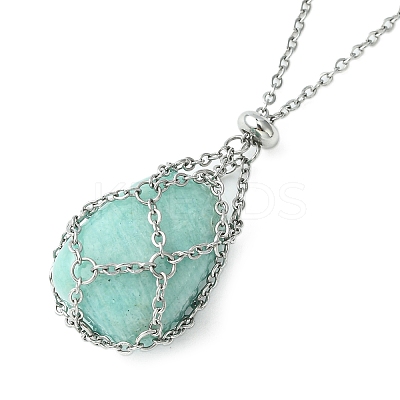 Tarnish Resistant 304 Stainless Steel Cable Chains Macrame Pouch Empty Stone Holder for Pendant Necklaces Making NJEW-TA00084-01-1