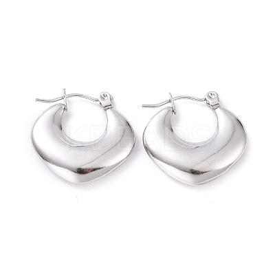 Non-Tarnish 304 Stainless Steel Chunky Rhombus Hoop Earrings for Women EJEW-G293-22P-1