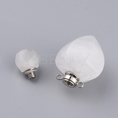 Faceted Natural Quartz Crystal Openable Perfume Bottle Pendants G-P435-A-03P-1
