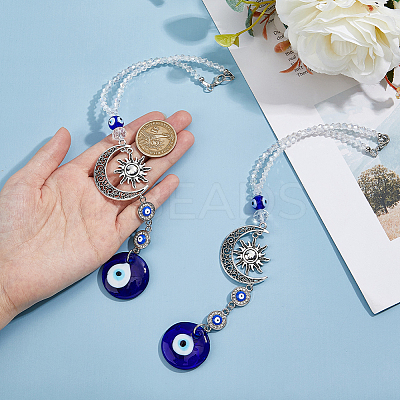 2Pcs Blue Evil Eye Car Hanging Ornament HJEW-DC0001-12-1