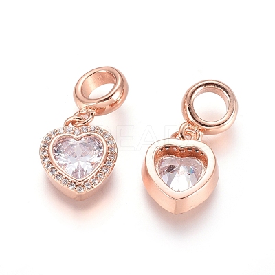 Brass Micro Pave Cubic Zirconia European Dangle Charms X-ZIRC-E163-18RG-1