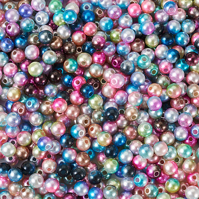 910Pcs 13 Colors Rainbow ABS Plastic Imitation Pearl Beads OACR-CD0001-10-1