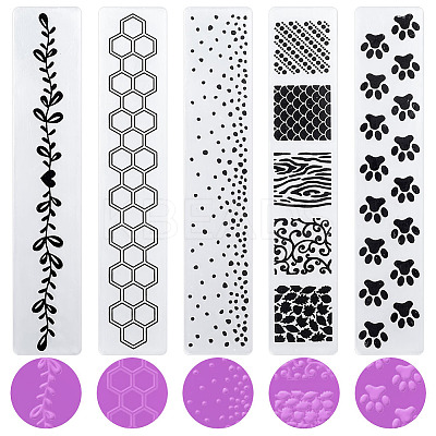 5Pcs 5 Styles Plastic Embossing Folders DIY-CP0009-03-1