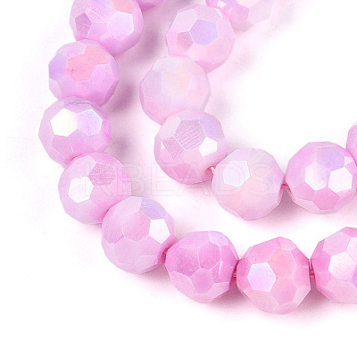 Anti-Tarnish Electroplate Glass Beads Strands EGLA-T021-8mm-15-02-1
