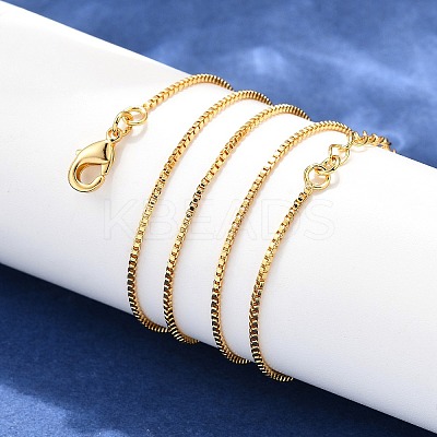 Long-Lasting Plated Brass Box Chain Necklaces NJEW-K112-03G-NF-1
