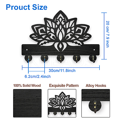 Wood & Iron Wall Mounted Hangers HJEW-WH0055-156-1
