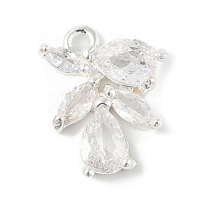 Brass Micro Pave Clear Cubic Zirconia Charms KK-R219-31S-1