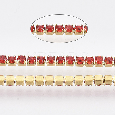 304 Stainless Steel Rhinestone Strass Chains STAS-T055-06G-1