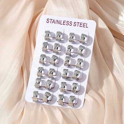 304 Stainless Steel Polishing Effect Hoop Earrings EJEW-M001-37P-1