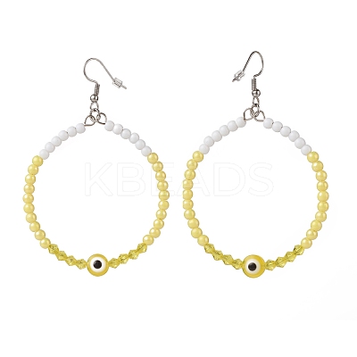 Resin Evil Eye & Acrylic Beaded Big Ring Dangle Earrings EJEW-JE04999-03-1