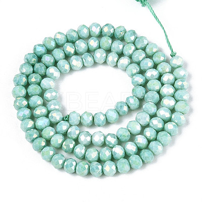 Anti-Tarnish Electroplate Rondelle Glass Beads Strands EGLA-T021-4mm-17-07-1