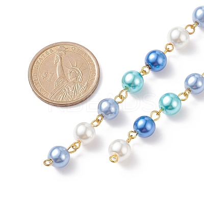 5Pcs 5 Color Handmade Glass Pearl Beaded Chain AJEW-JB01134-1