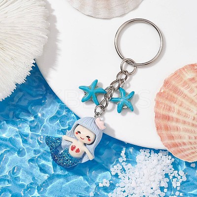 Mermaid Opaque Resin Pendant Keychain KEYC-JKC00624-01-1