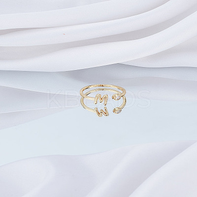 1Pc Brass Micro Pave Clear Cubic Zirconia Open Cuff Rings for Women RJEW-LP0002-37M-1