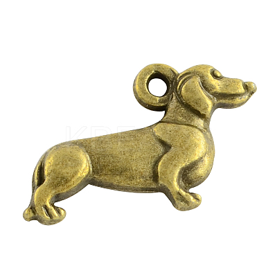 Tibetan Style Alloy Sausage Dog/Dachshund Pendants X-TIBEP-2547-AB-FF-1