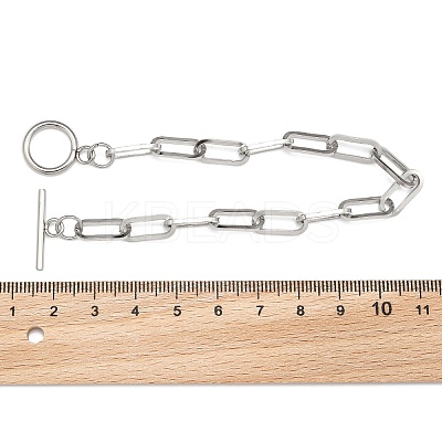 Tarnish Resistant 304 Stainless Steel Paperclip Chain Bracelets BJEW-O186-03P-1