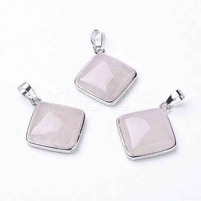 Natural Rose Quartz Pendants G-E420-03P-1