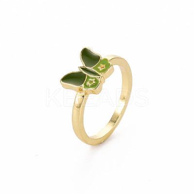 Rack Plating Light Gold Alloy Enamel Rings RJEW-Q163-004-RS-1