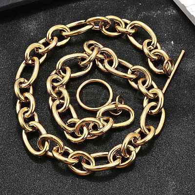304 Stainless Steel Rolo Chain Necklace BJEW-L399-03G-1