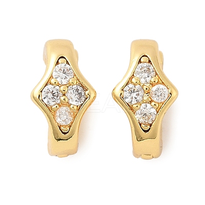Brass Micro Pave Clear Cubic Zirconia Fold Over Clasps KK-U056-10G-1