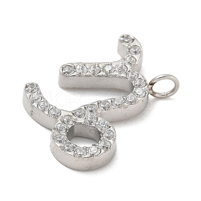304 Stainless Steel Micro Pave Cubic Zirconia Charms STAS-Z107-09P-12-1