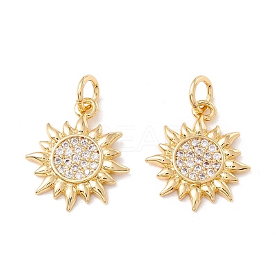 Brass Micro Pave Clear Cubic Zirconia Pendants ZIRC-P098-08G-1