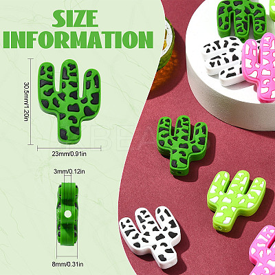 20Pcs 5 Colors Cactus Food Grade Eco-Friendly Silicone Focal Beads SIL-CJ0001-74-1