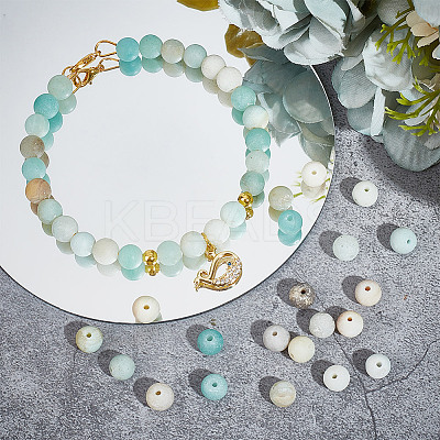 Natural Frosted Flower Amazonite Round Beads G-NB0005-34A-1