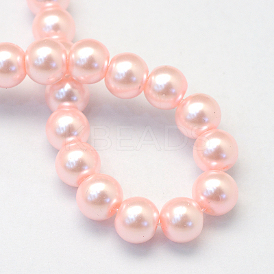 Baking Paint Pearlized Glass Pearl Round Bead Strands HY-Q330-8mm-70-1
