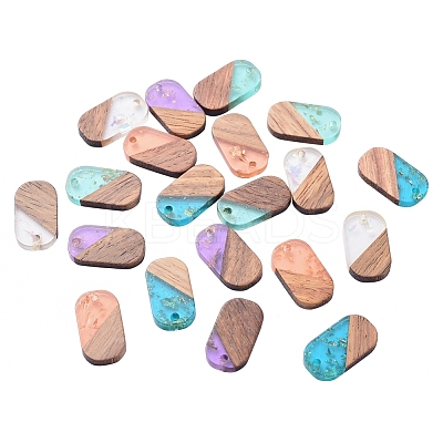 Transparent Resin & Walnut Wood Pendants RESI-CJ0001-96-1