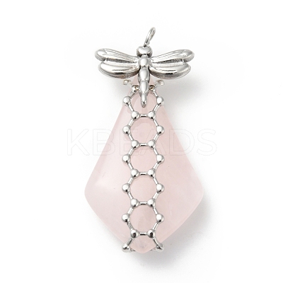 Natural Rose Quartz Pendants G-G870-01P-1