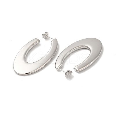 Non-Tarnish 304 Stainless Steel Oval Stud Earrings EJEW-Z022-25P-1