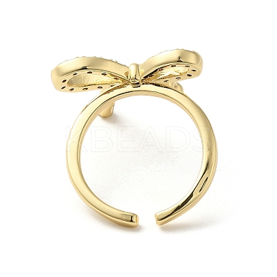 Brass Micro Pave Cubic Zirconia Open Cuff Rings for Women RJEW-M169-01G-1