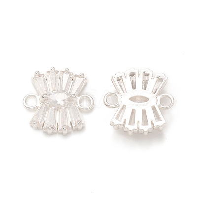 Brass Clear Glass Connector Charms KK-P228-72S-1
