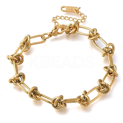 Ion Plating(IP) 304 Stainless Steel Knot Link Bracelets for Women BJEW-H613-04G-1