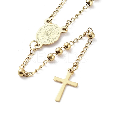 202 Stainless Steel Rosary Bead Necklaces NJEW-D060-01B-G-1