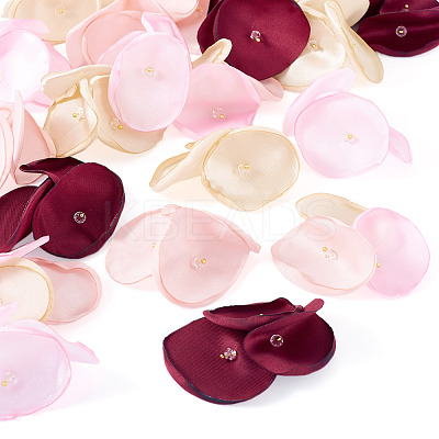 20Pcs 5 Style Silk Artificial Rose Flower Pendants PALLOY-TA00198-1