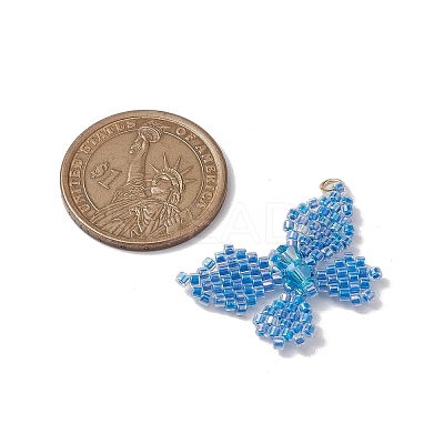 Glass Seed Beaded Pendants PALLOY-MZ00230-01-1
