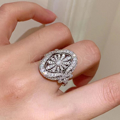 Brass Micro Pave Cubic Zirconia Finger Rings for Women FS-WGE2DD0-04-1